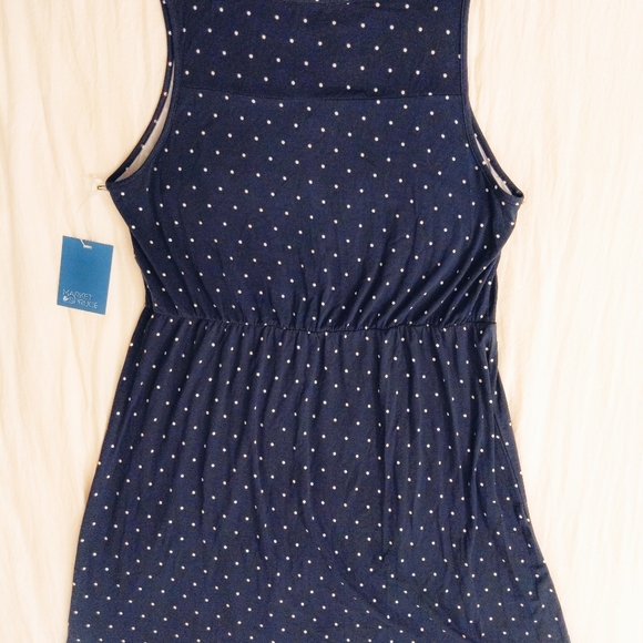 Market & Spruce Plus Size Navy Polkadot Keyhole Dress - Picture 3 of 6